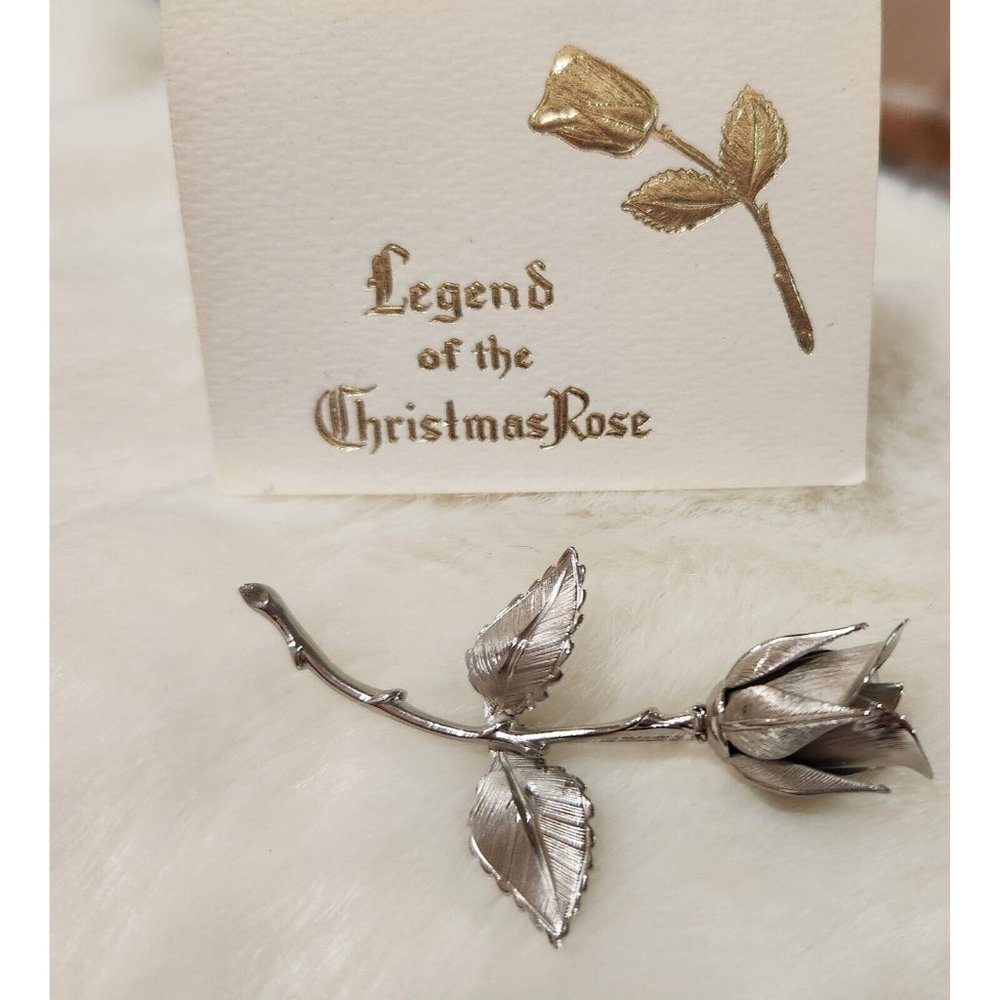 VINTAGE GIOVANNI BY LONGCRAFT *LEGEND OF THE CHRISTMAS ROSE* PIN 1966 - BOSTON